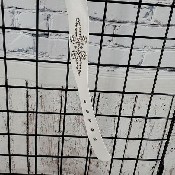 White Fancy Belt Size L 36-40 inches New - Picture 3 of 9